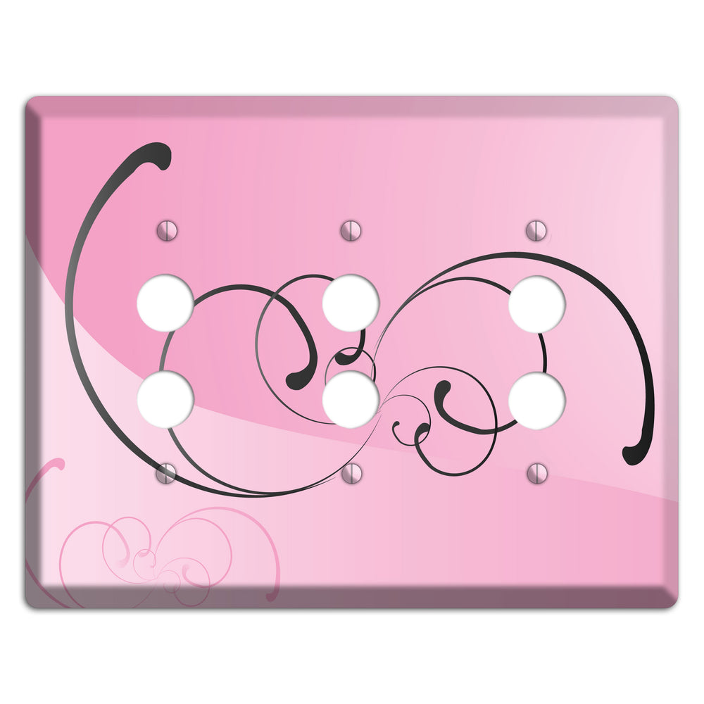 Pink Swoop 3 Pushbutton Wallplate