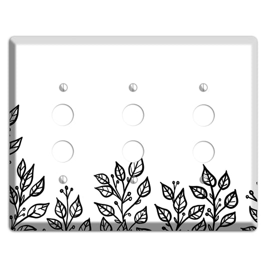 Hand-Drawn Floral 20 3 Pushbutton Wallplate
