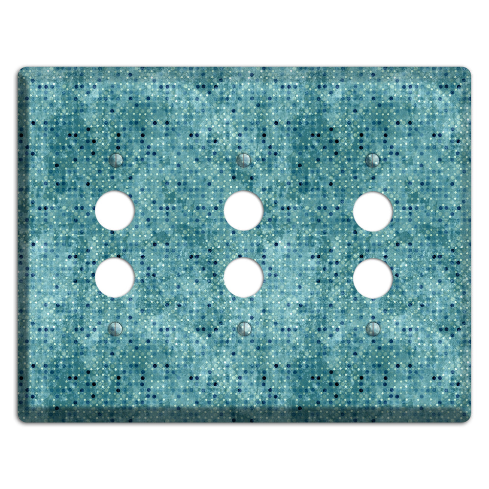 Turquoise Grunge Small Tile 3 Pushbutton Wallplate