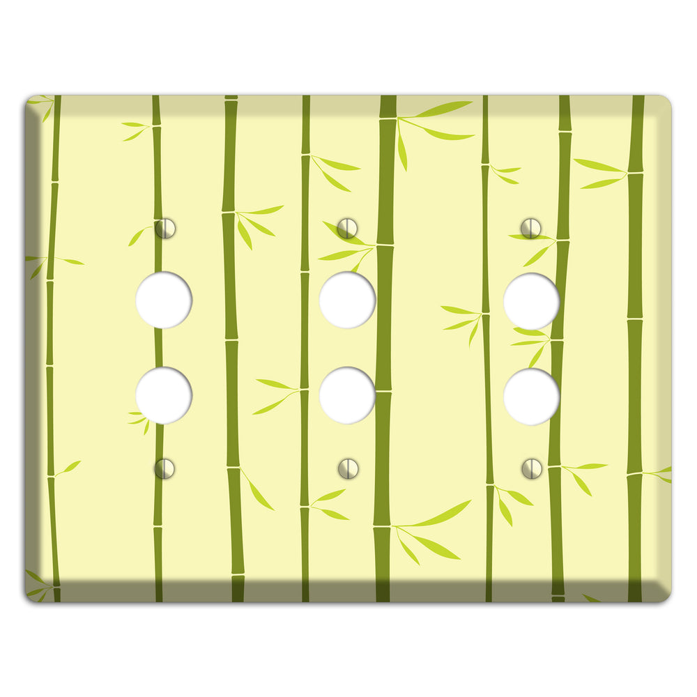 Yellow and Green Bamboo 3 Pushbutton Wallplate