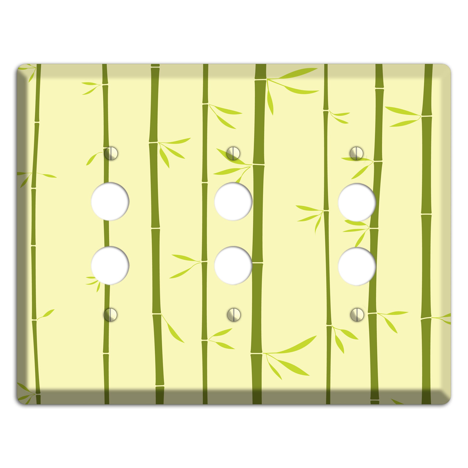 Yellow and Green Bamboo 3 Pushbutton Wallplate