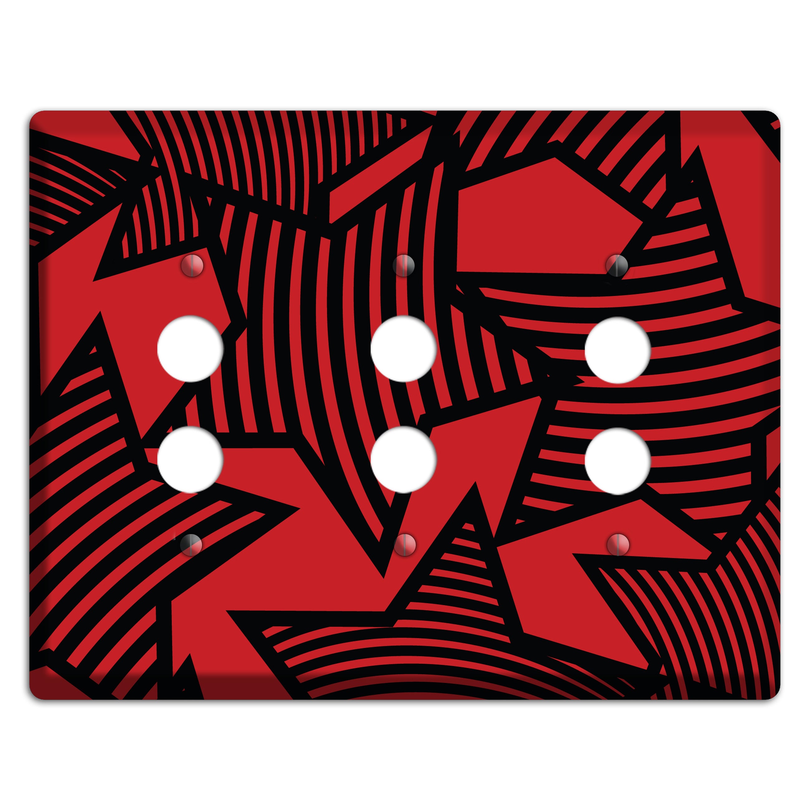 Red with Large Black Stars 3 Pushbutton Wallplate