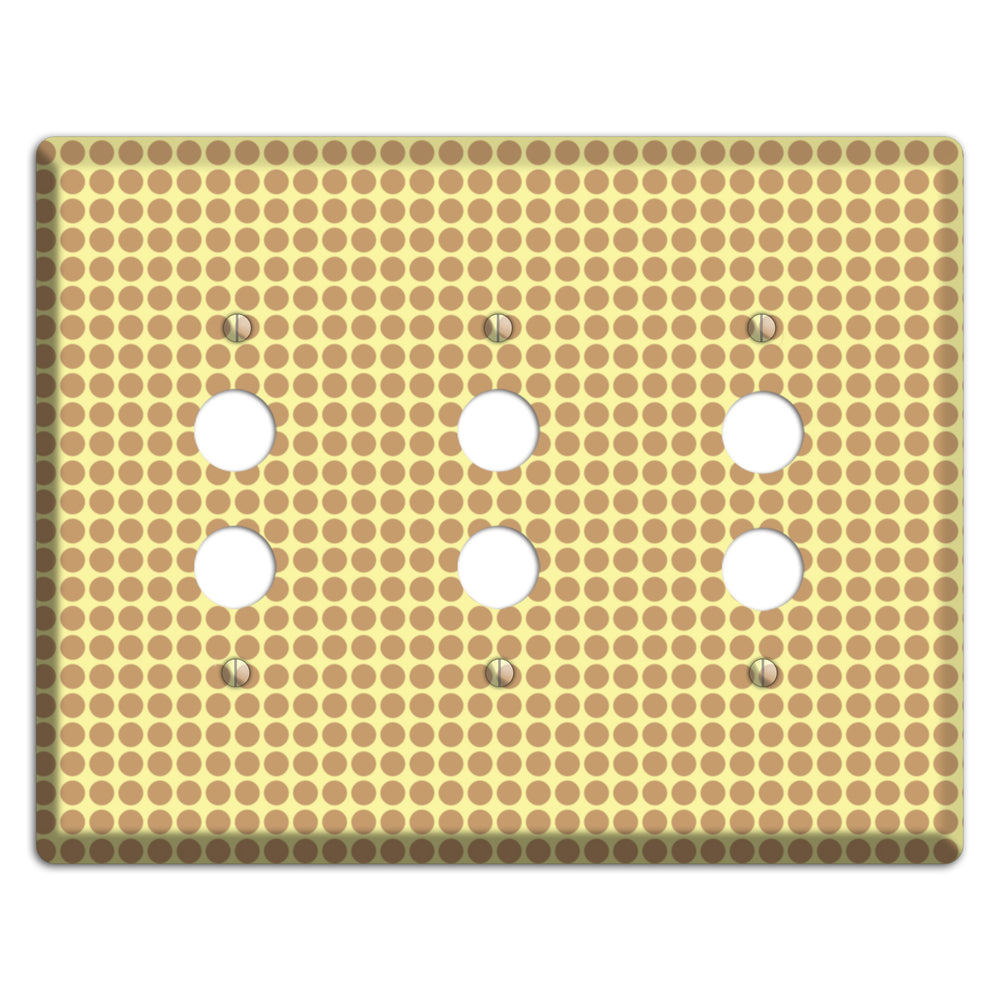 Yellow with Light Brown Tiled Small Dots 3 Pushbutton Wallplate