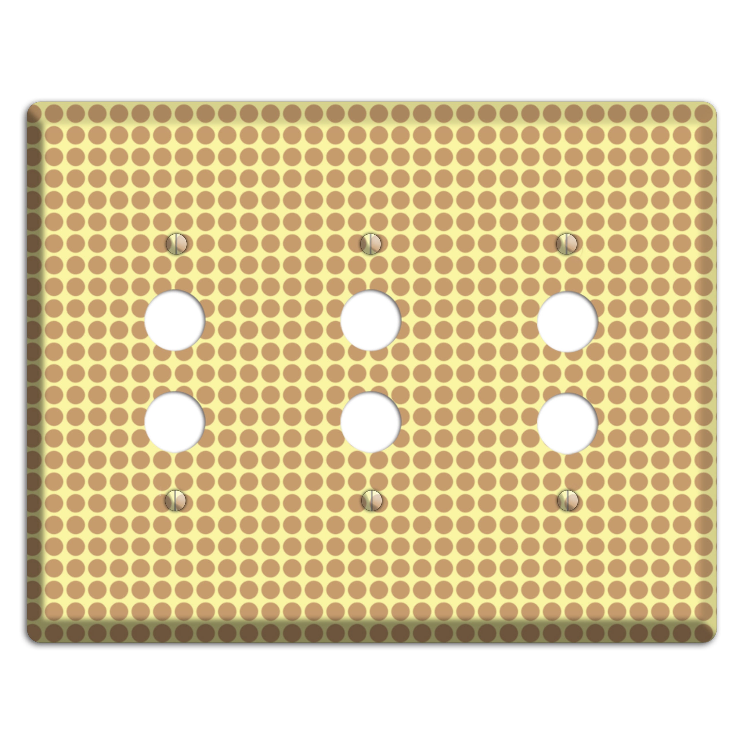 Yellow with Light Brown Tiled Small Dots 3 Pushbutton Wallplate