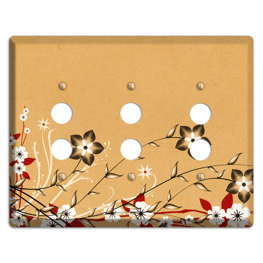 Delicate Red Flowers 2 3 Pushbutton Wallplate