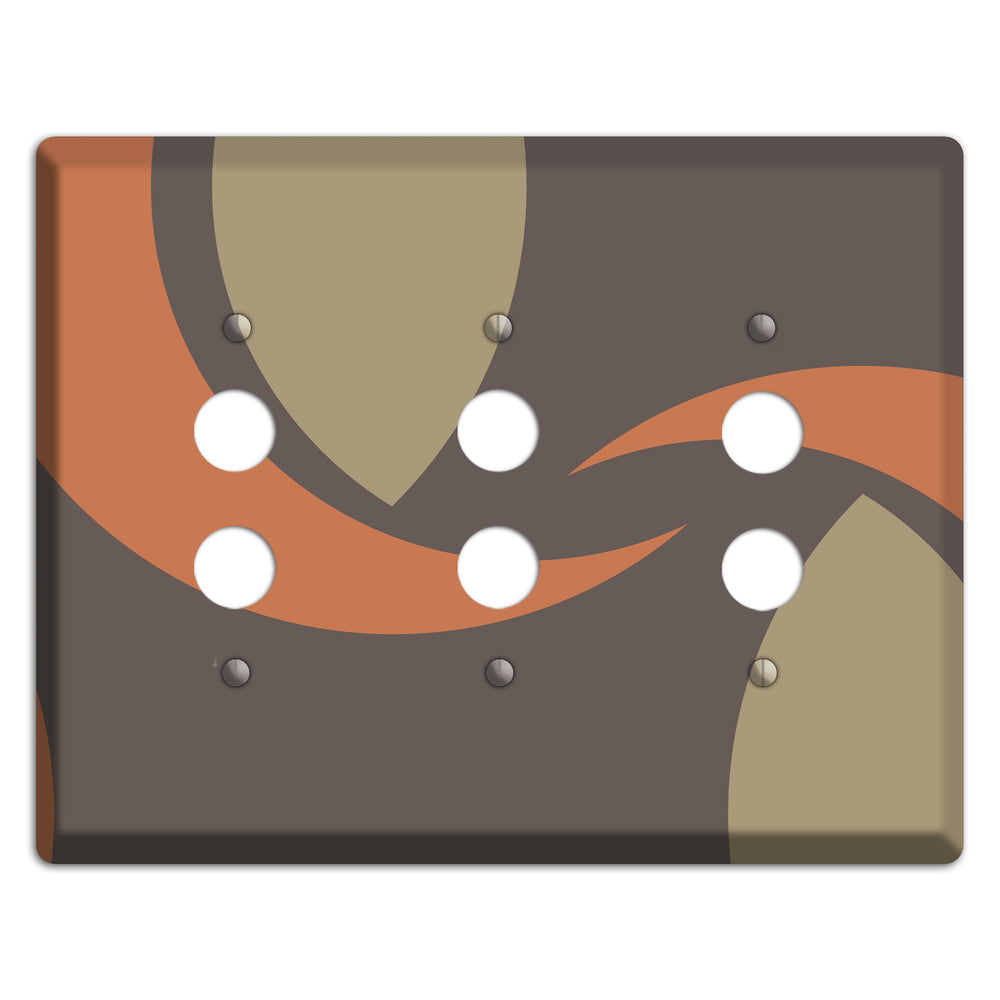 Grey Beige and Orange Abstract 3 Pushbutton Wallplate
