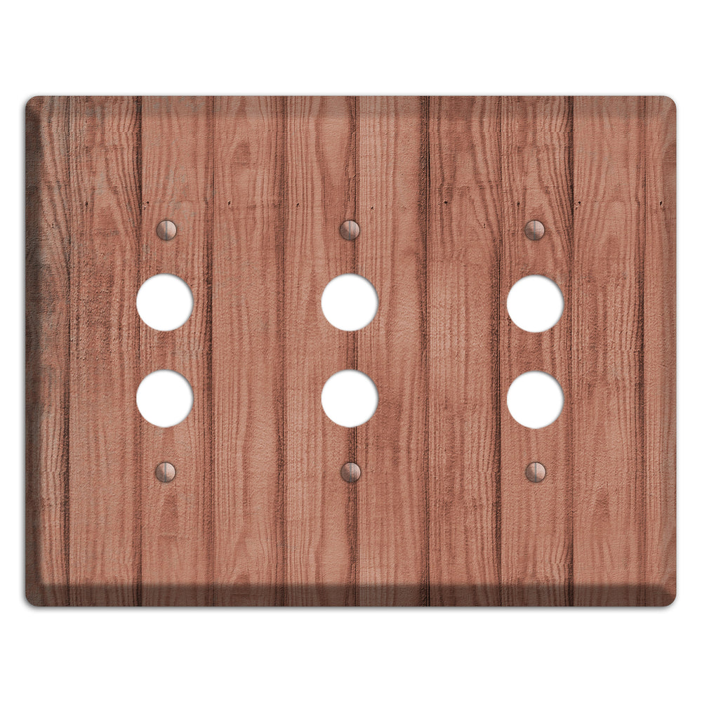 Coral Tree Weathered Wood 3 Pushbutton Wallplate