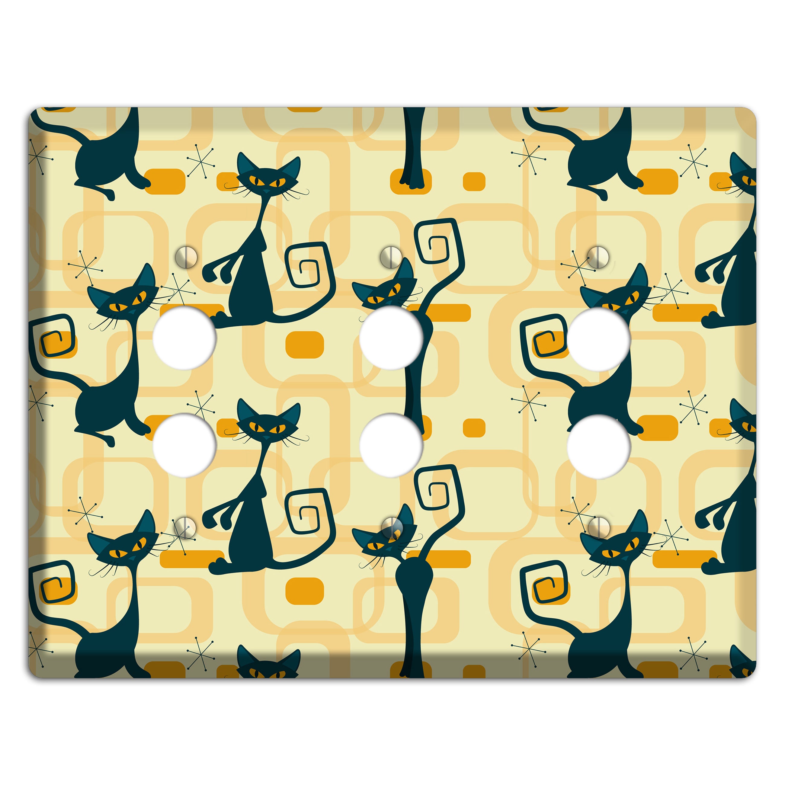 Navy Kitties 3 Pushbutton Wallplate