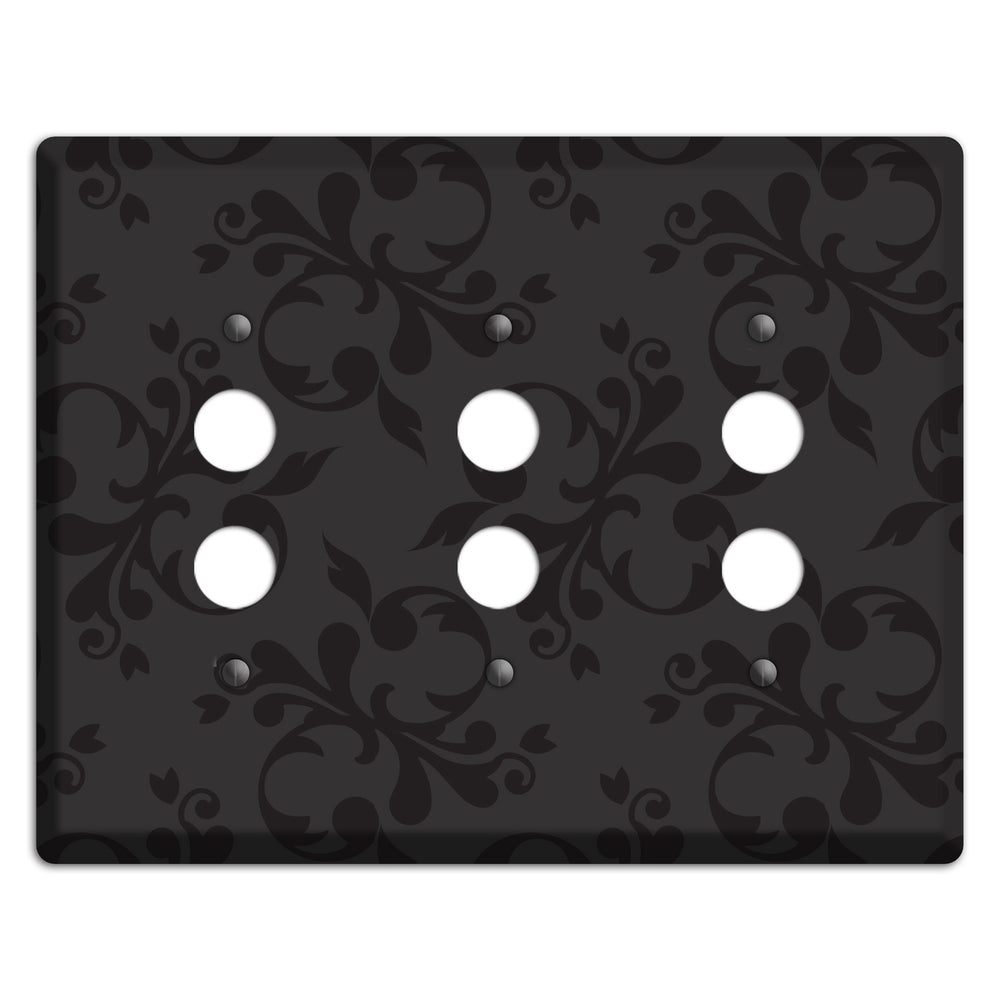 Black Victorian Toile 3 Pushbutton Wallplate