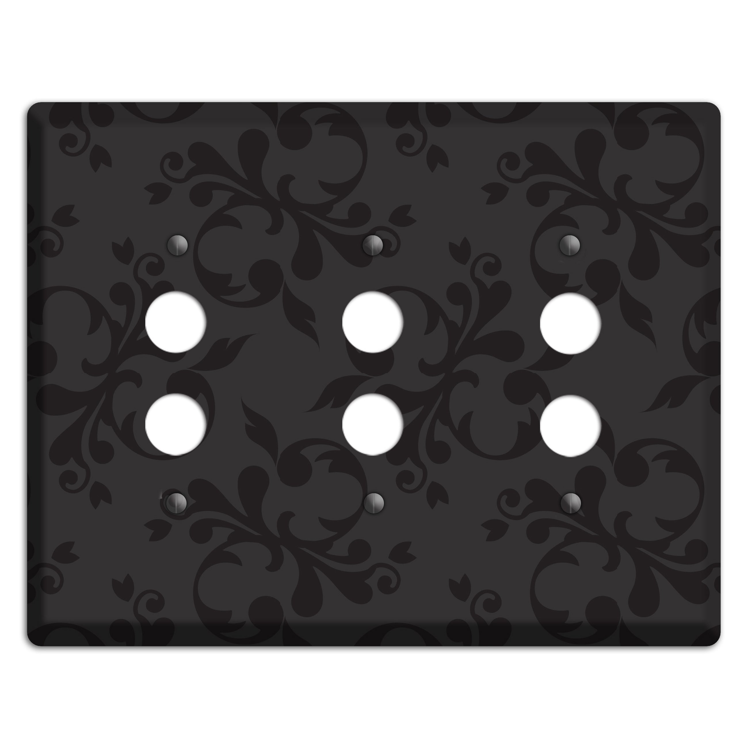 Black Victorian Toile 3 Pushbutton Wallplate