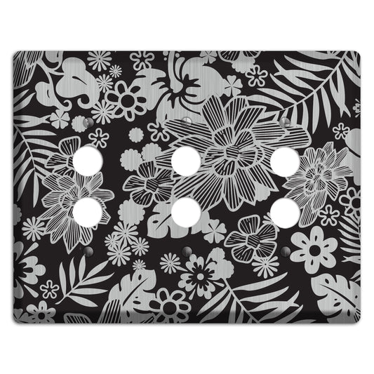 Black with Stainless Tropical 3 Pushbutton Wallplate
