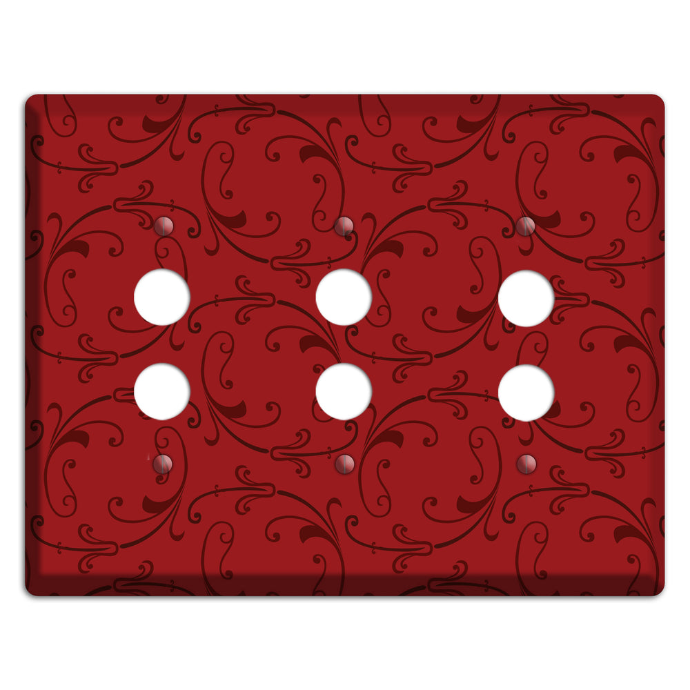 Red Victorian Sprig 3 Pushbutton Wallplate