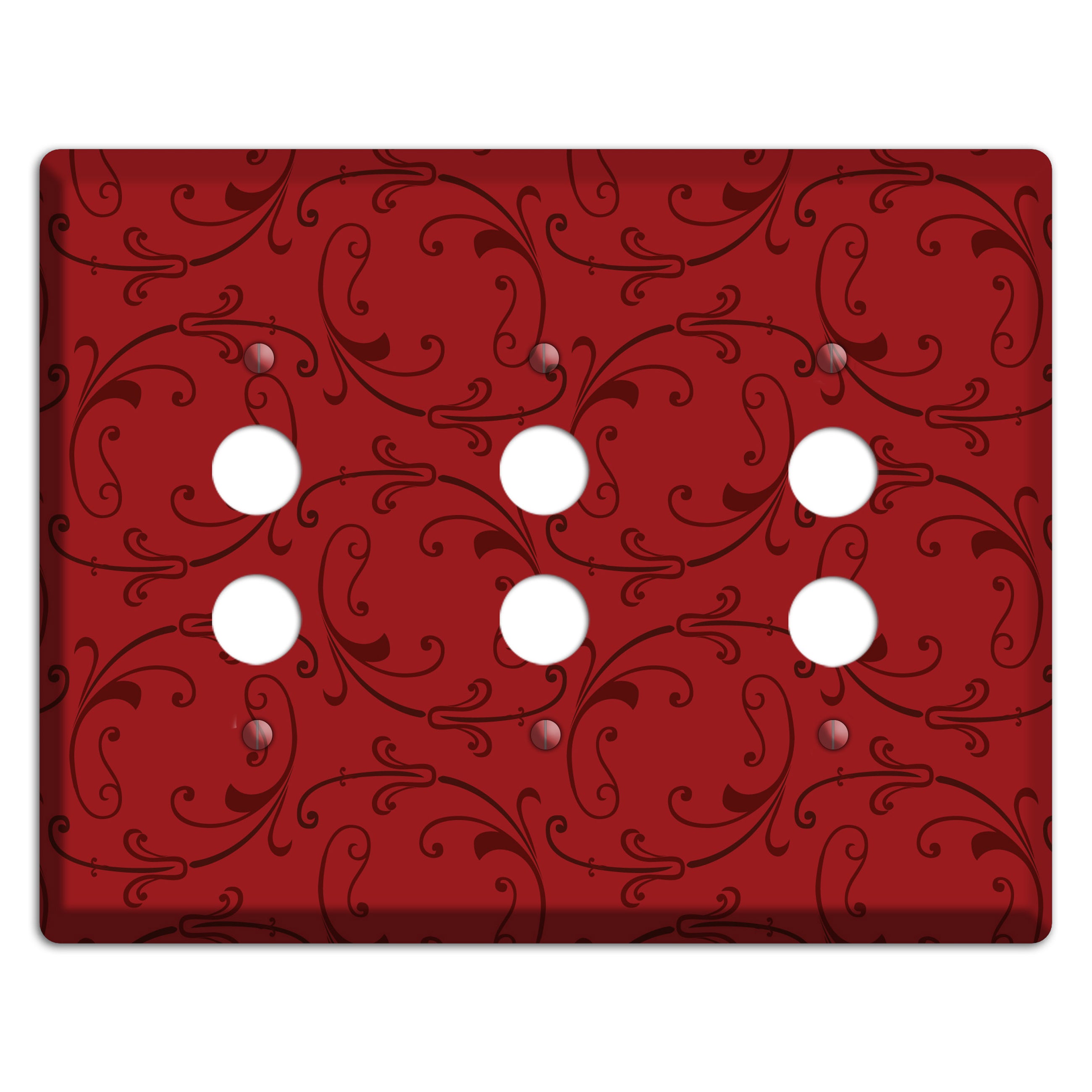 Red Victorian Sprig 3 Pushbutton Wallplate