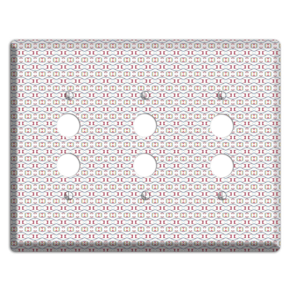 White with Red Tapestry Contour 3 Pushbutton Wallplate