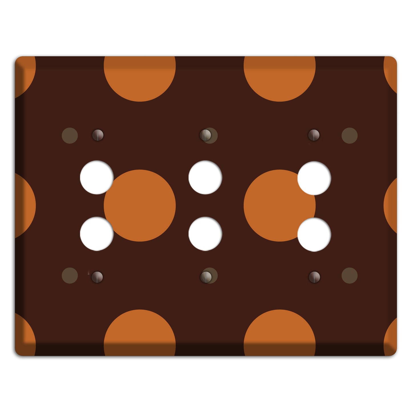 Brown with Umber and Brown Multi Tiled Medium Dots 3 Pushbutton Wallplate