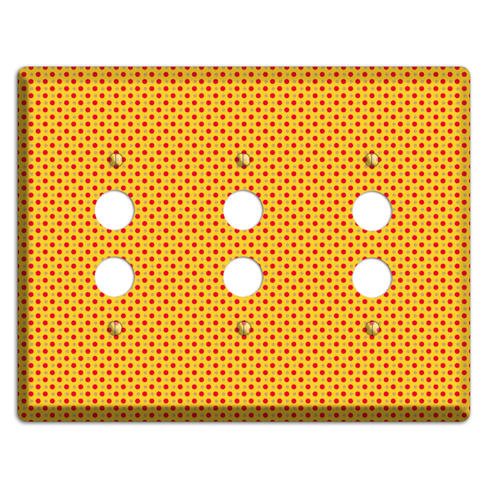 Orange with Maroon Tiny Polka Dots 3 Pushbutton Wallplate