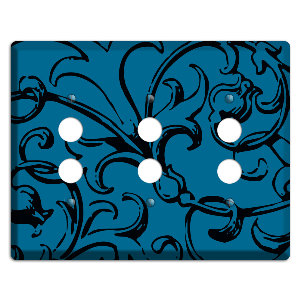 Victorian Blue 3 Pushbutton Wallplate
