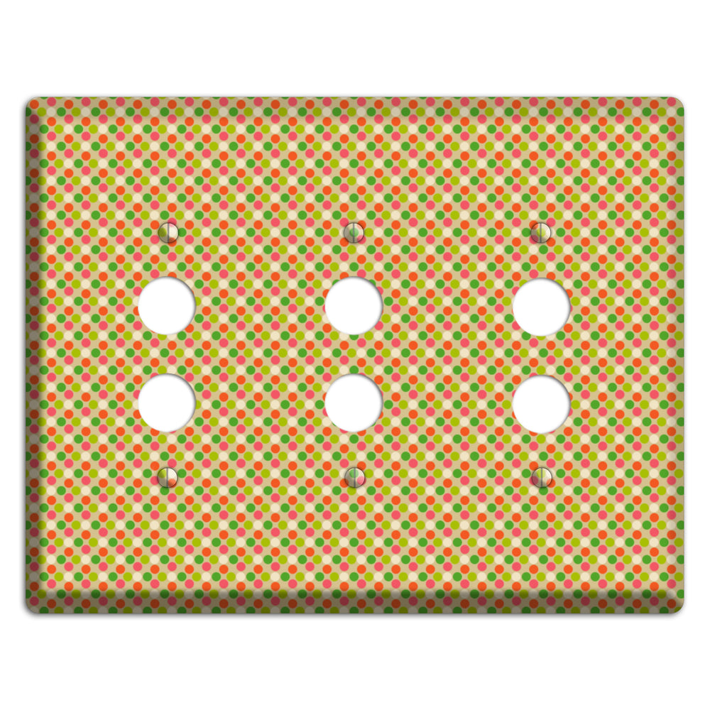 Yellow Plaid 3 Pushbutton Wallplate