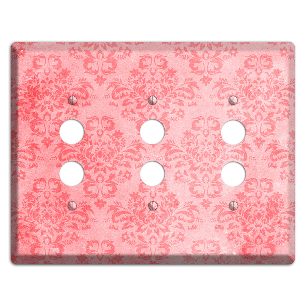 Rose Bud Soft Coral 3 Pushbutton Wallplate