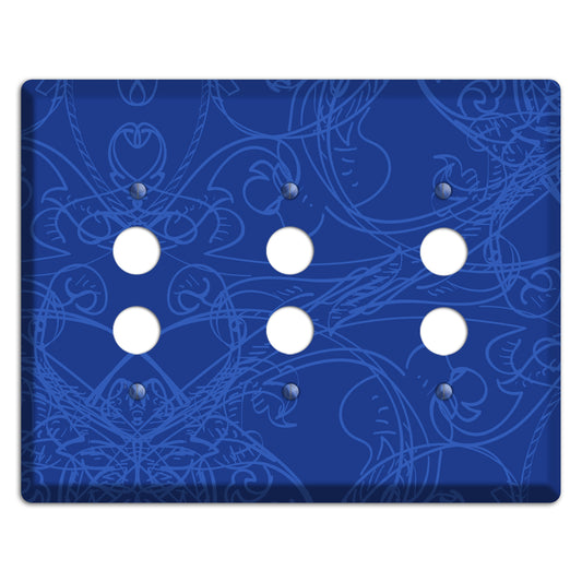 Blue Deco Sketch 3 Pushbutton Wallplate