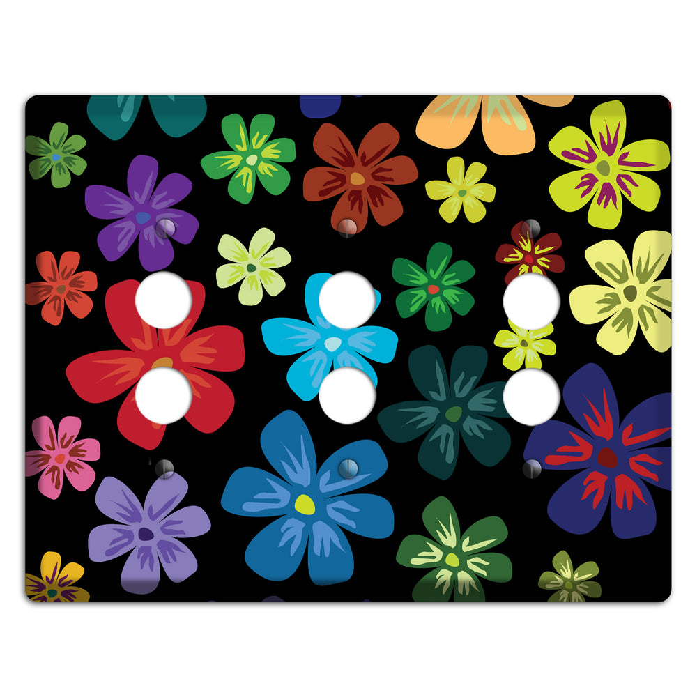 Green Flowers 3 Pushbutton Wallplate