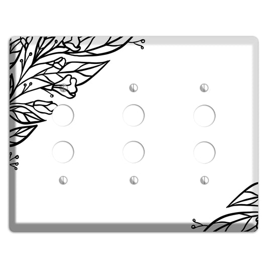 Hand-Drawn Floral 22 3 Pushbutton Wallplate