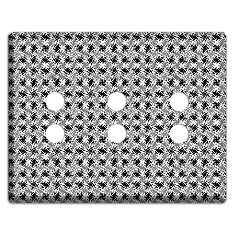 Black and Grey Sun Contour 3 Pushbutton Wallplate