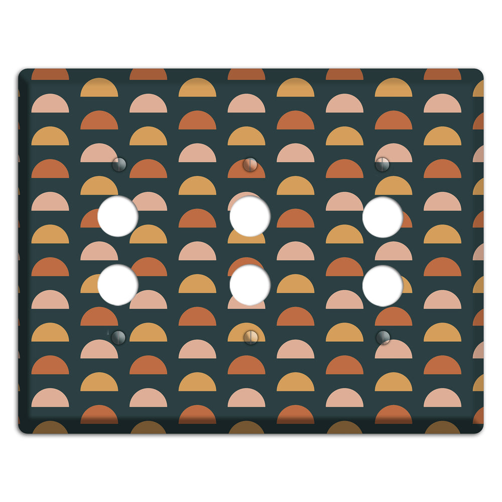 Teal Half Moons 3 Pushbutton Wallplate