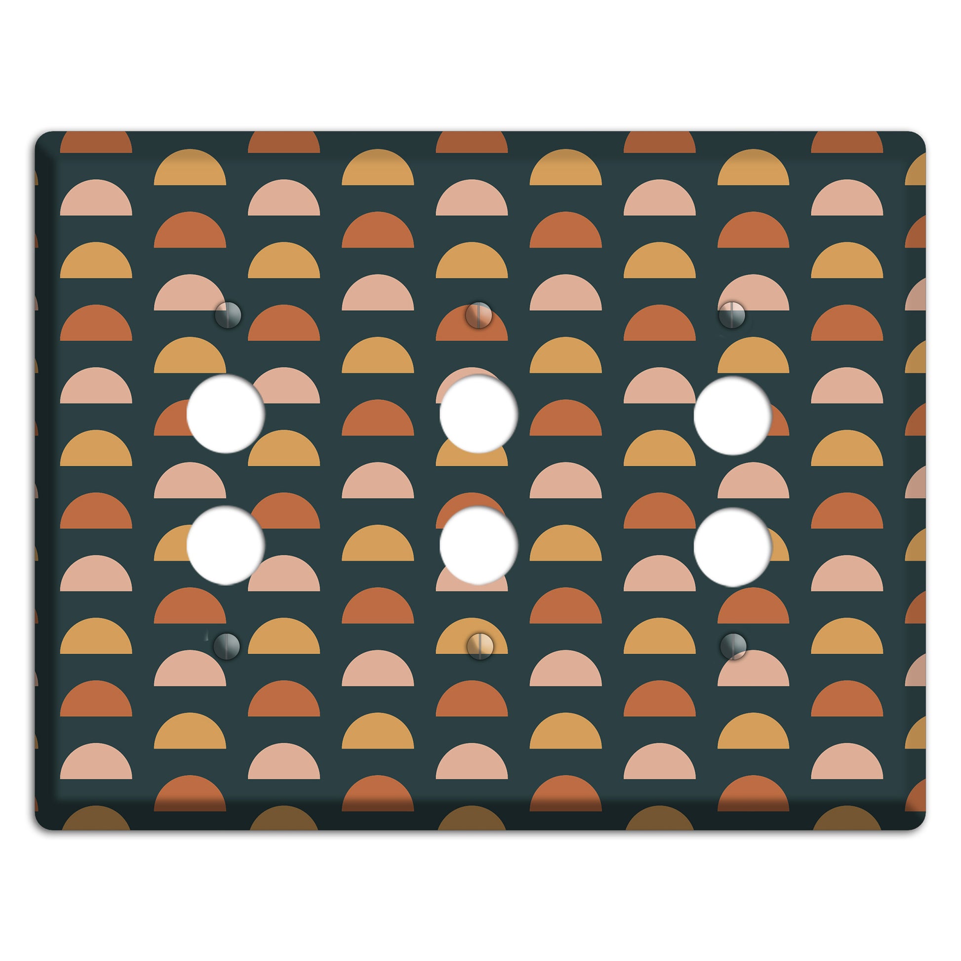 Teal Half Moons 3 Pushbutton Wallplate