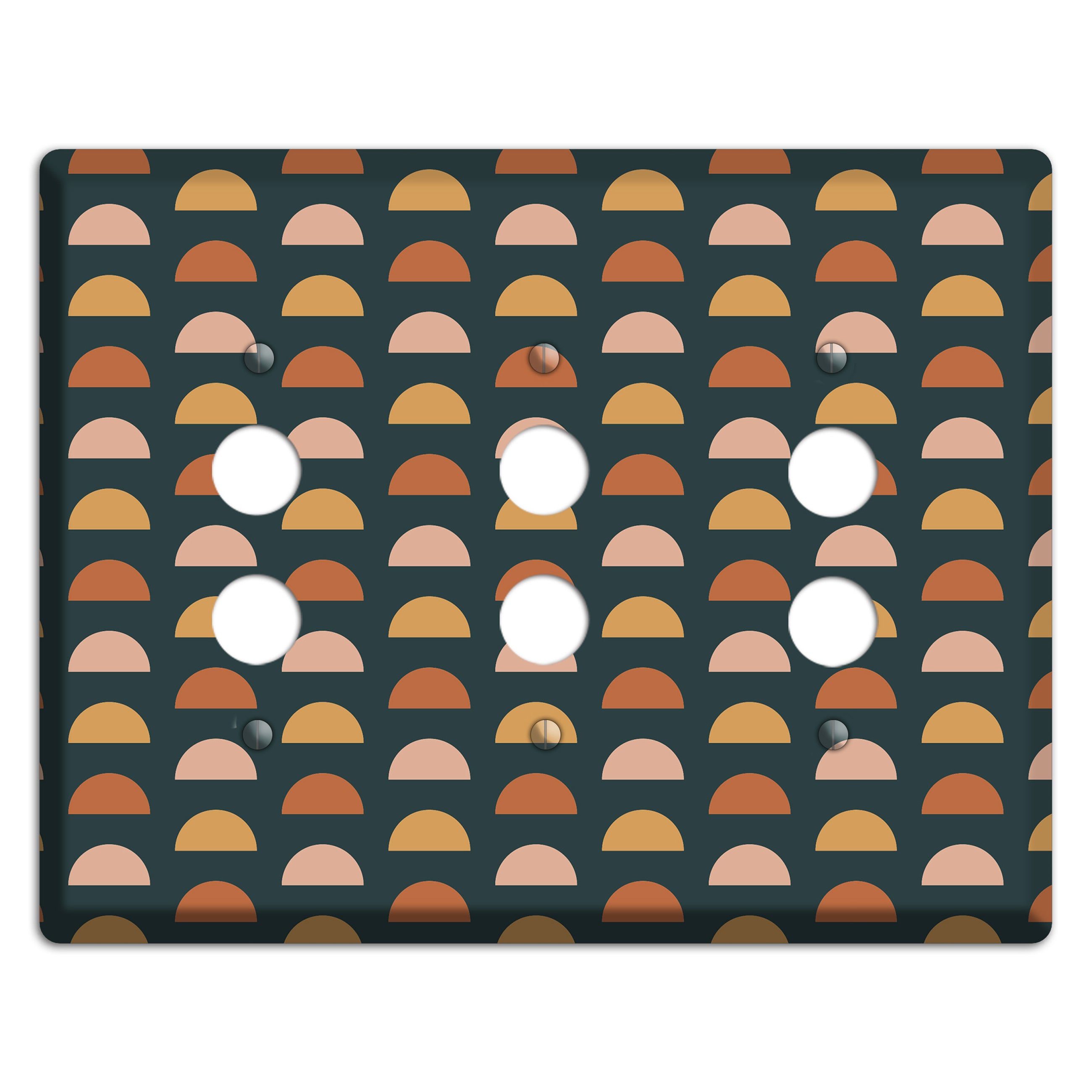 Teal Half Moons 3 Pushbutton Wallplate
