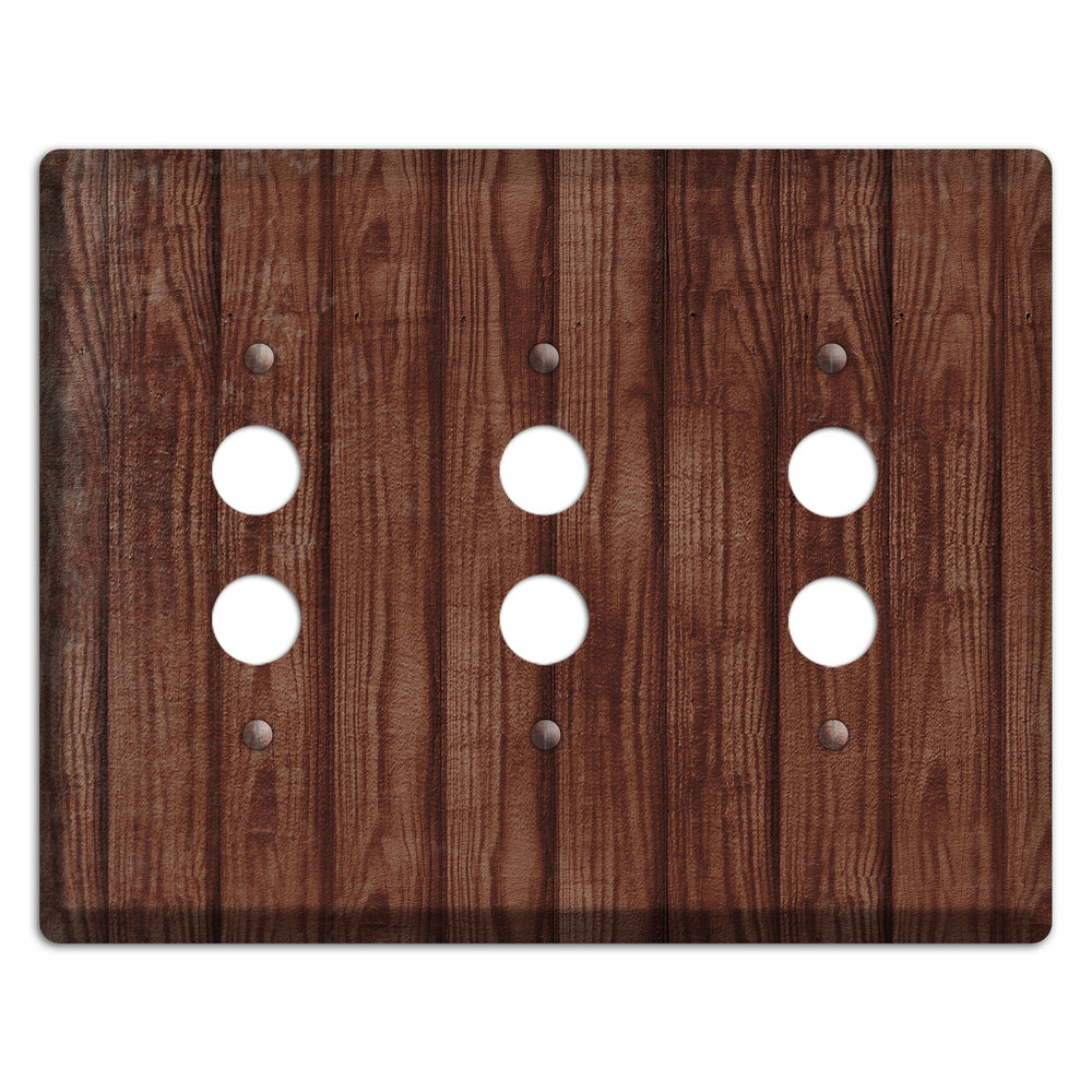 Saddle Weathered Wood 3 Pushbutton Wallplate