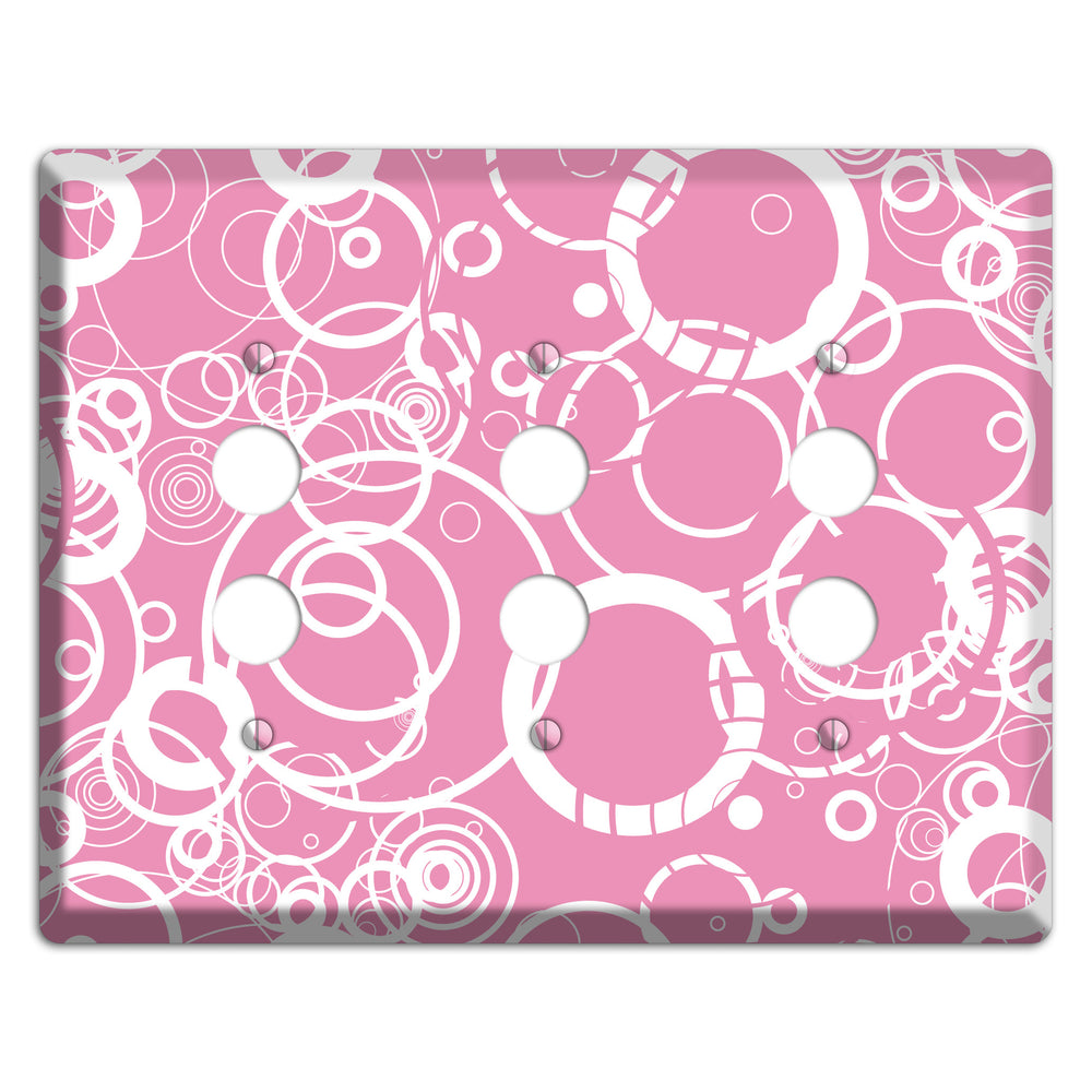 Light Pink Circles 3 Pushbutton Wallplate