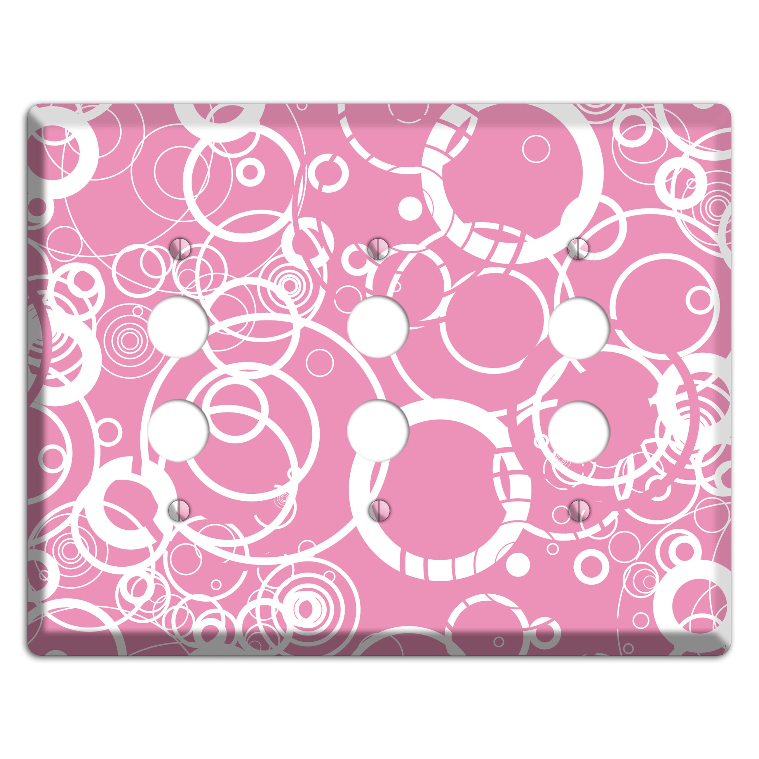 Light Pink Circles 3 Pushbutton Wallplate