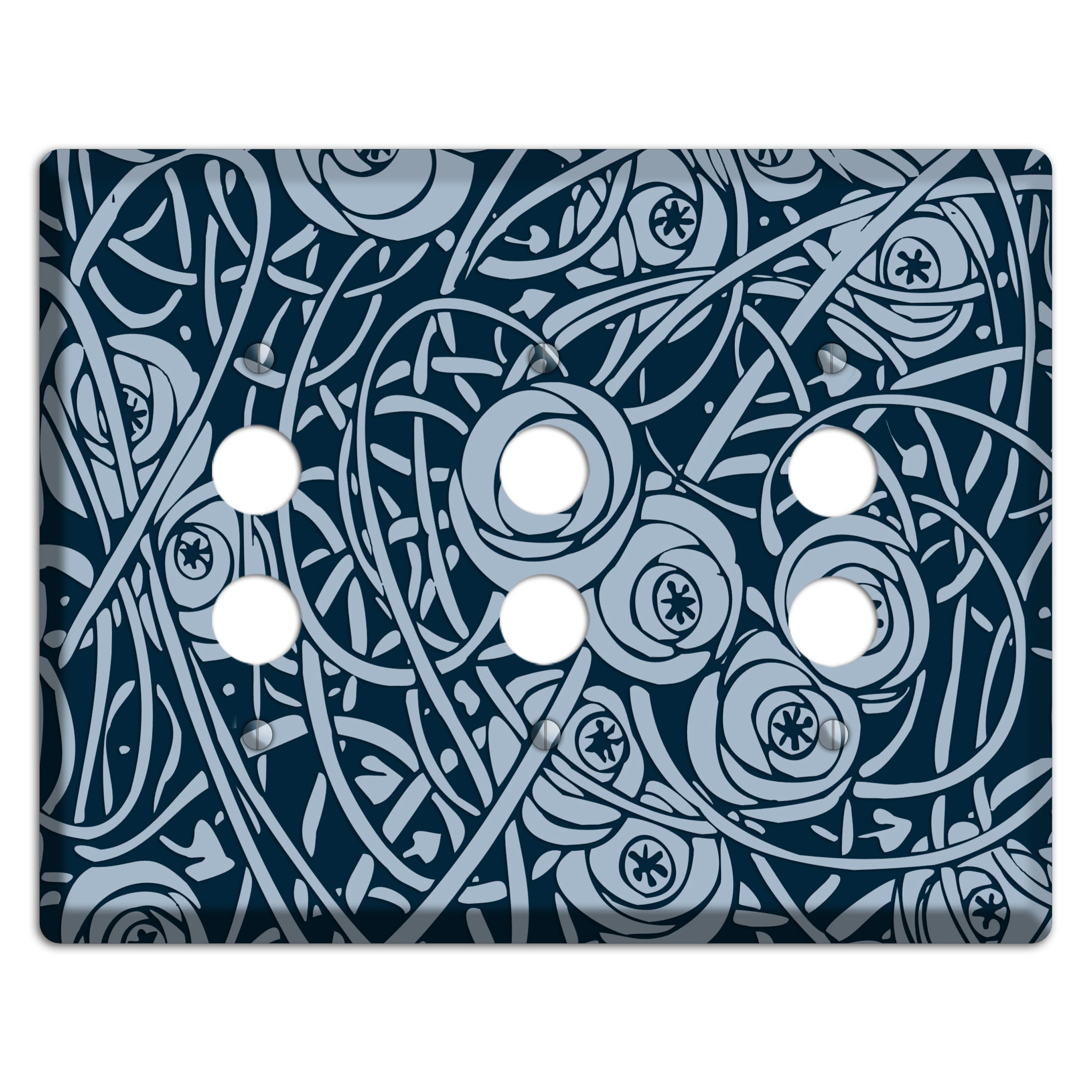 Navy Abstract Floral 3 Pushbutton Wallplate