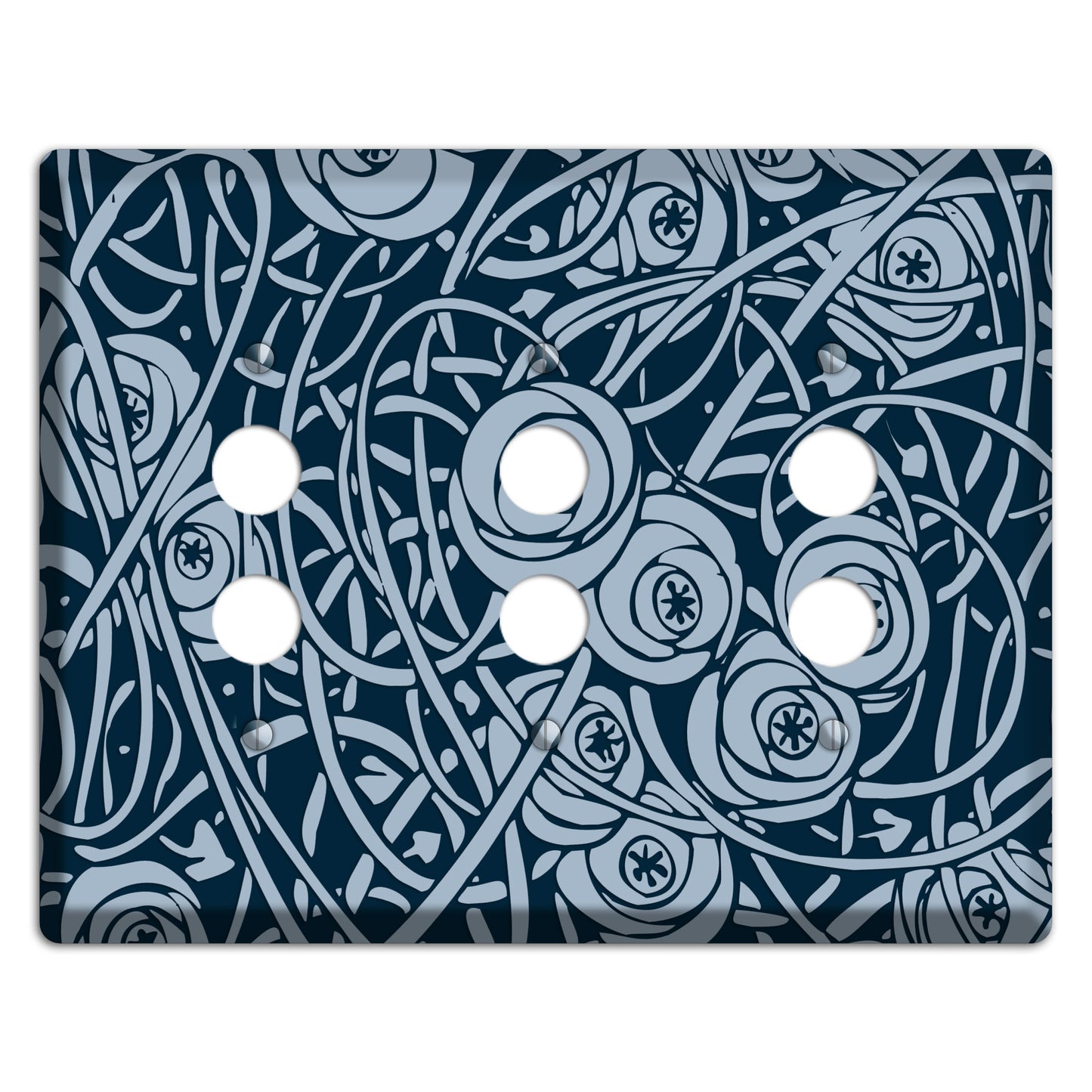 Navy Abstract Floral 3 Pushbutton Wallplate
