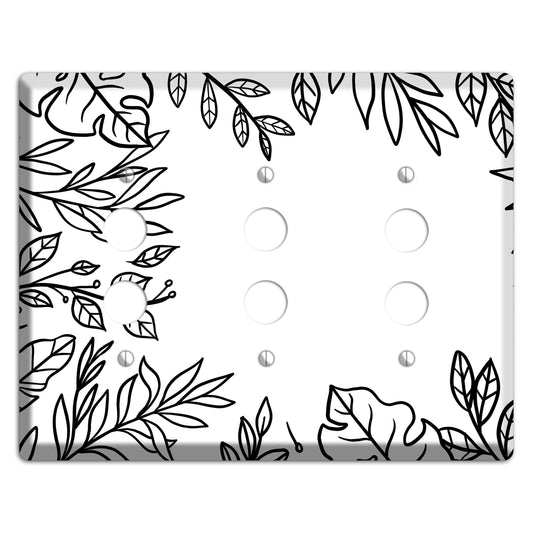 Hand-Drawn Leaves 6 3 Pushbutton Wallplate