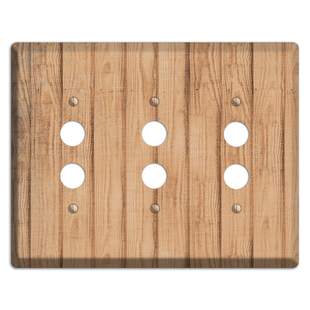 Tan Weathered Wood 3 Pushbutton Wallplate