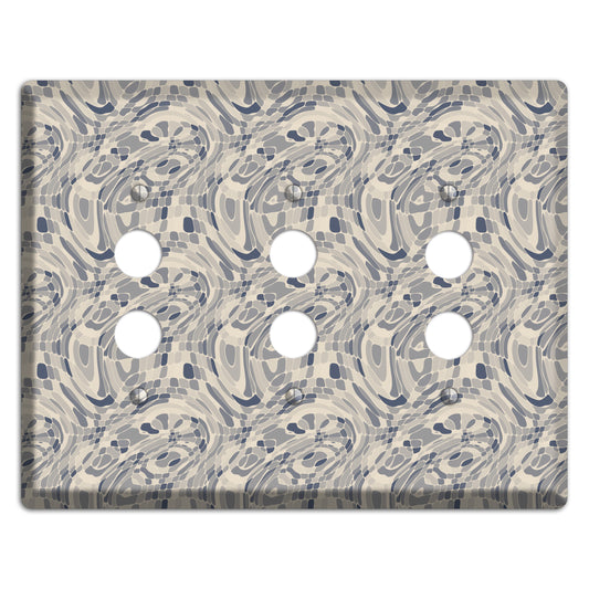 Blue and Beige Abstract 2 3 Pushbutton Wallplate