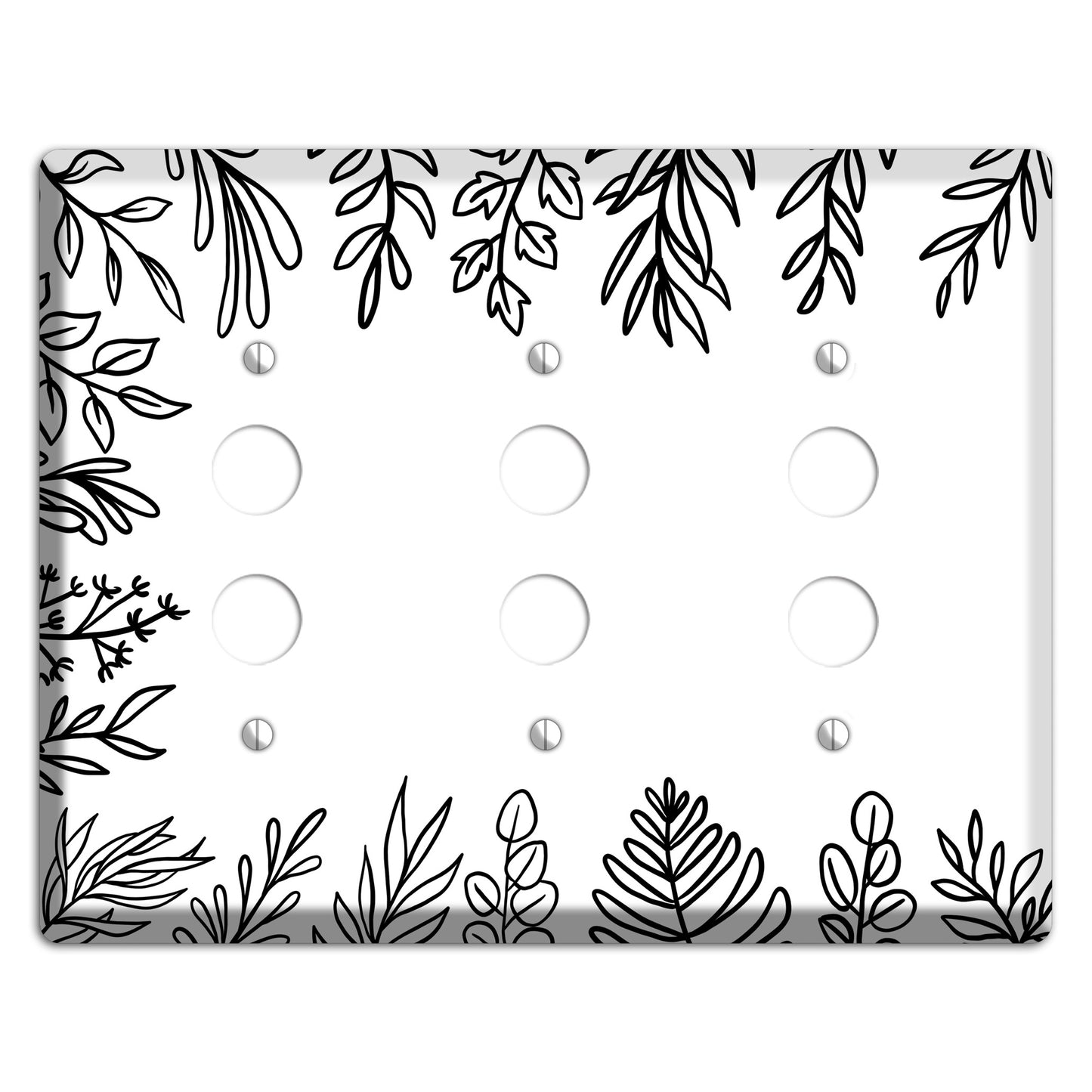 Hand-Drawn Floral 39 3 Pushbutton Wallplate