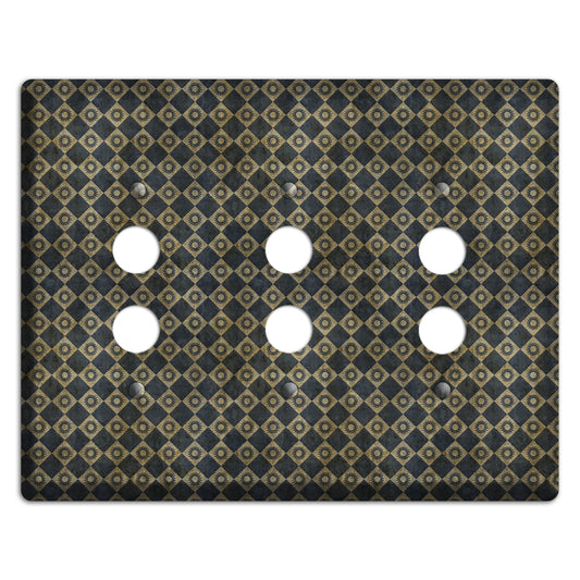 Black and Grey Diamond Circles 3 Pushbutton Wallplate