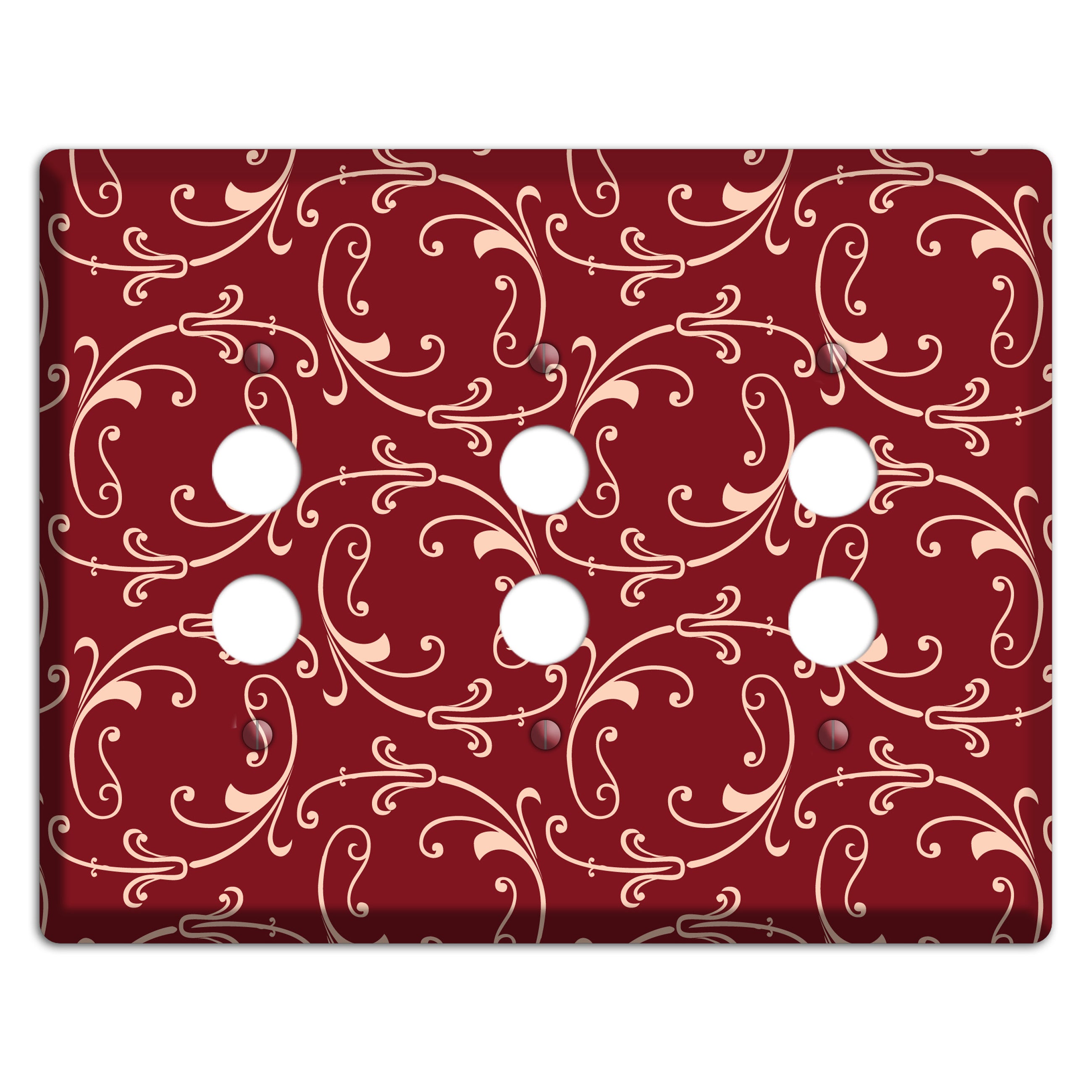 Burgundy Victorian Sprig 3 Pushbutton Wallplate
