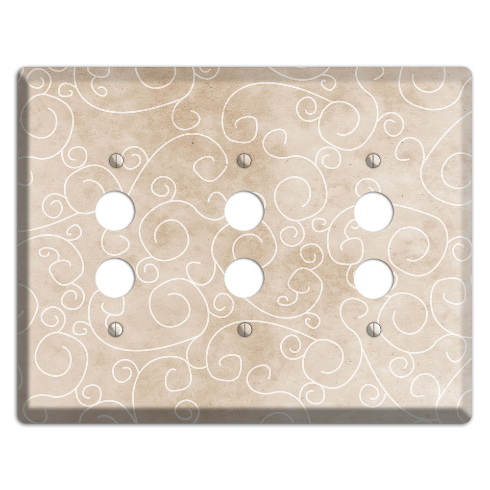 Wafer Neutral Texture 3 Pushbutton Wallplate