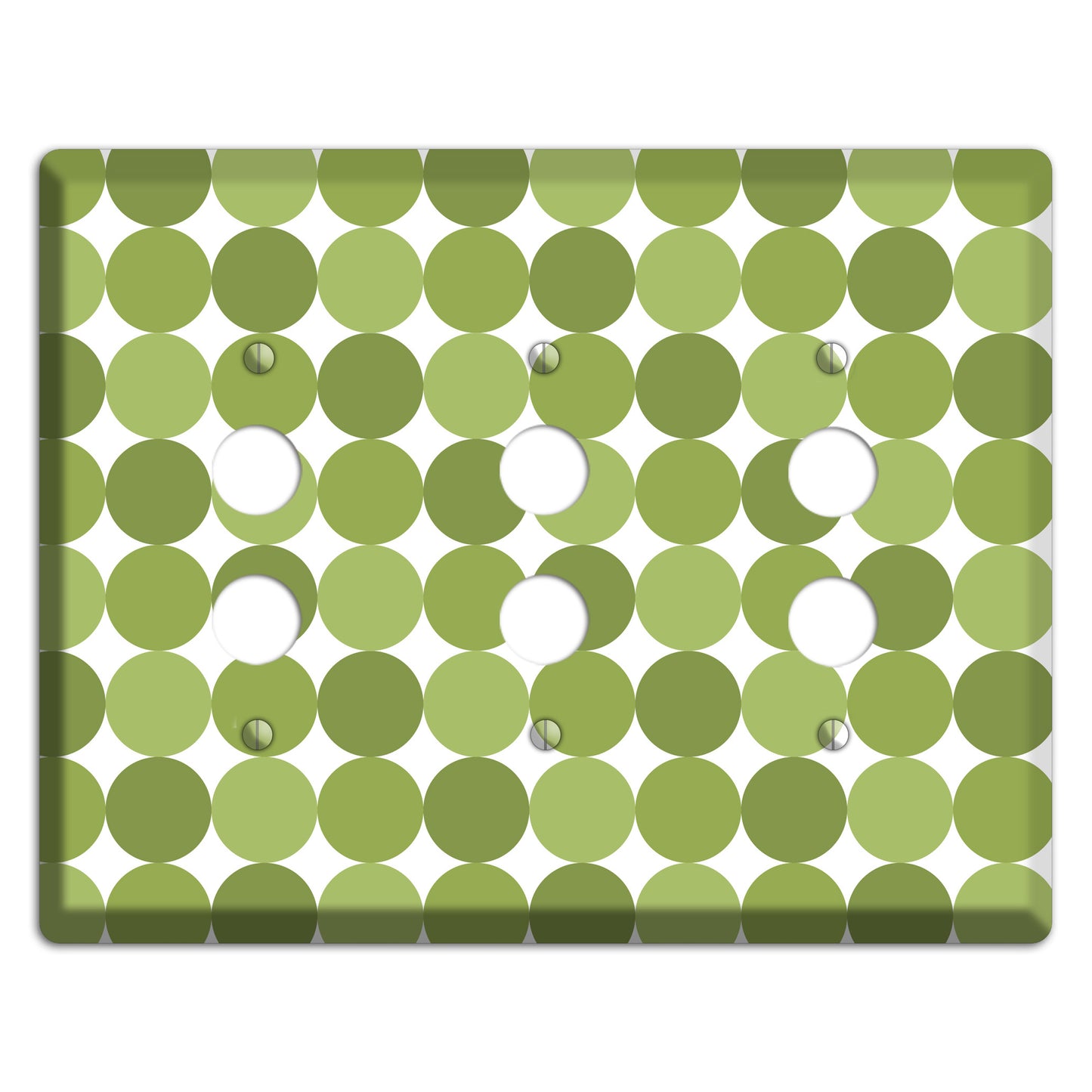 Multi Olive Tiled Dots 3 Pushbutton Wallplate
