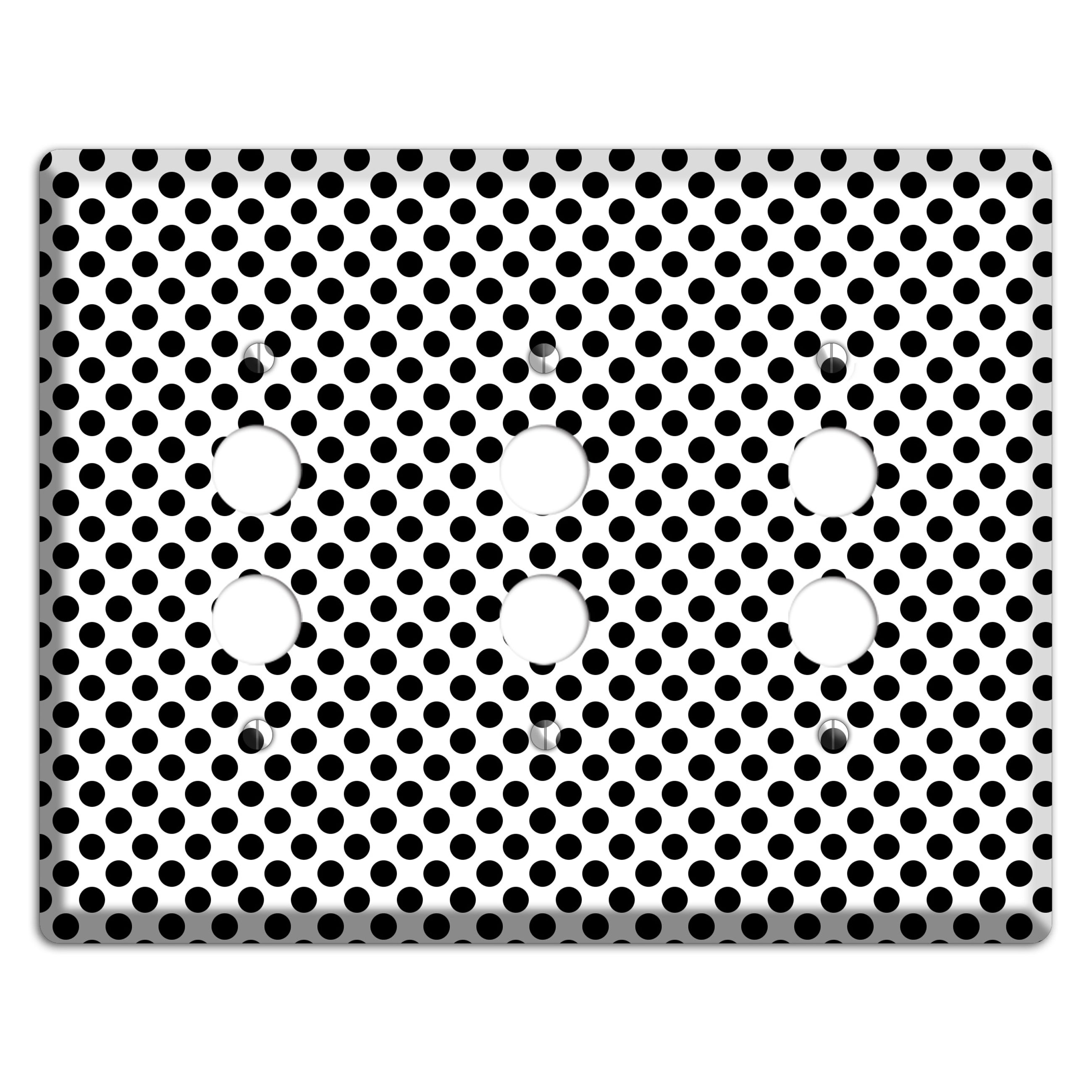 White with Black Packed Small Polka Dots 3 Pushbutton Wallplate