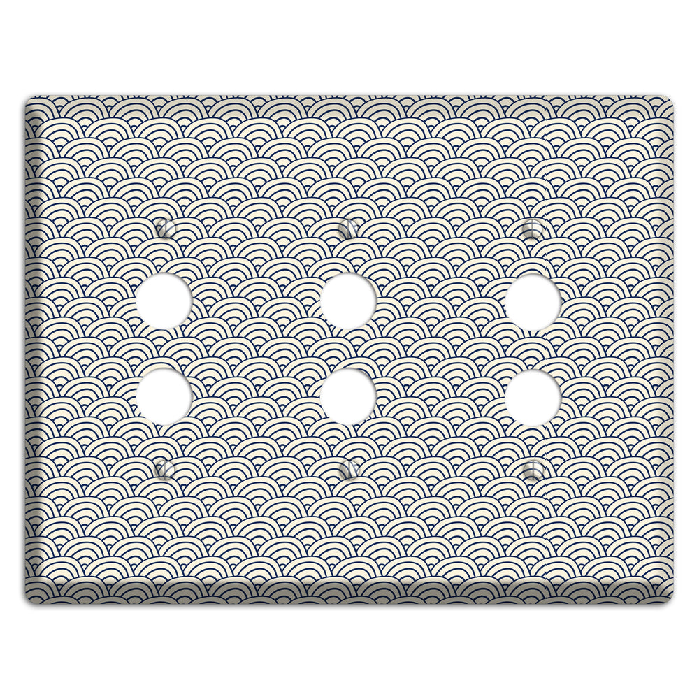 Beige Scallop Print 3 Pushbutton Wallplate