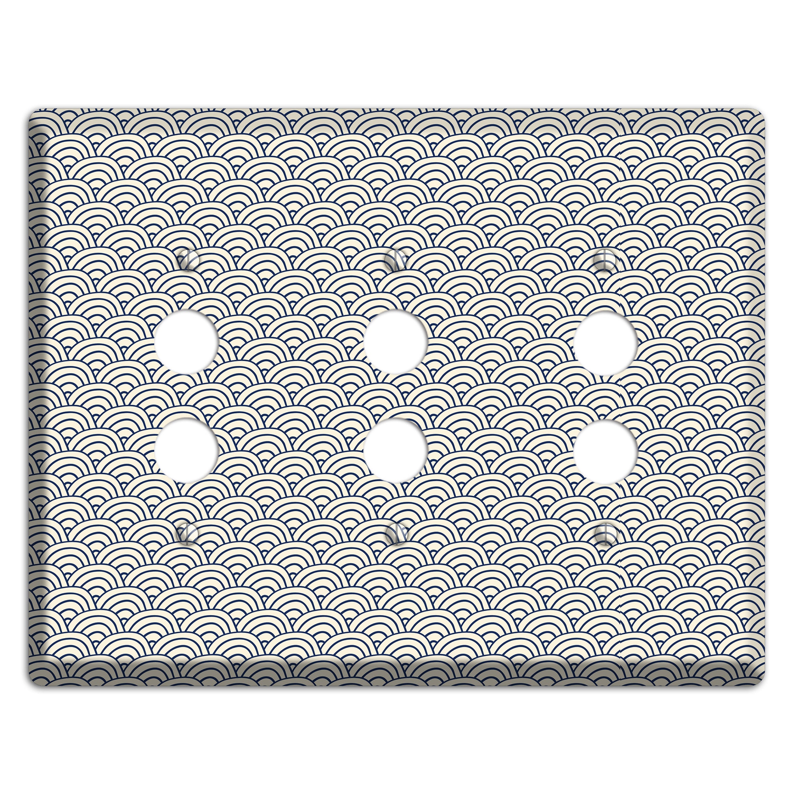 Beige Scallop Print 3 Pushbutton Wallplate