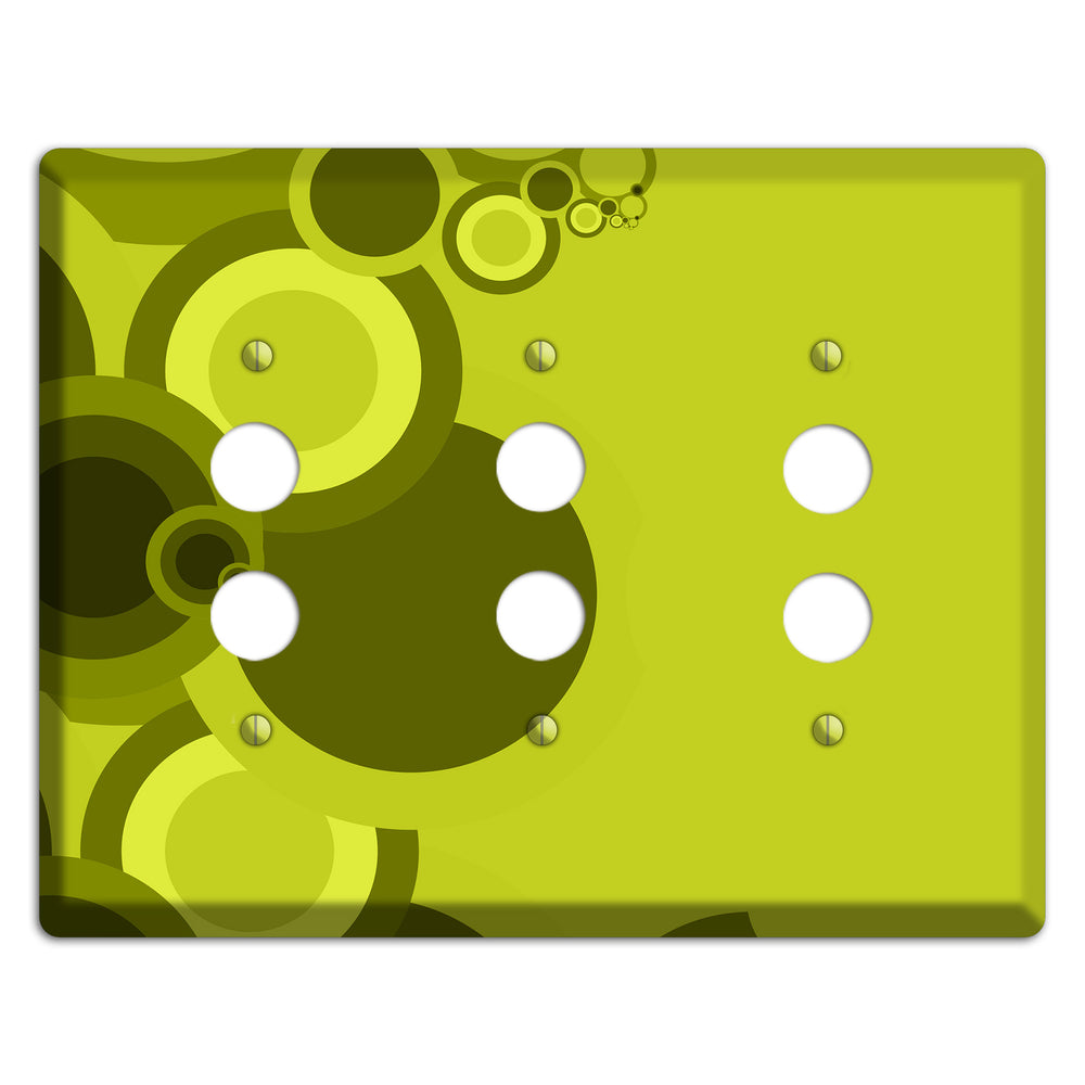 Green Circles 3 Pushbutton Wallplate
