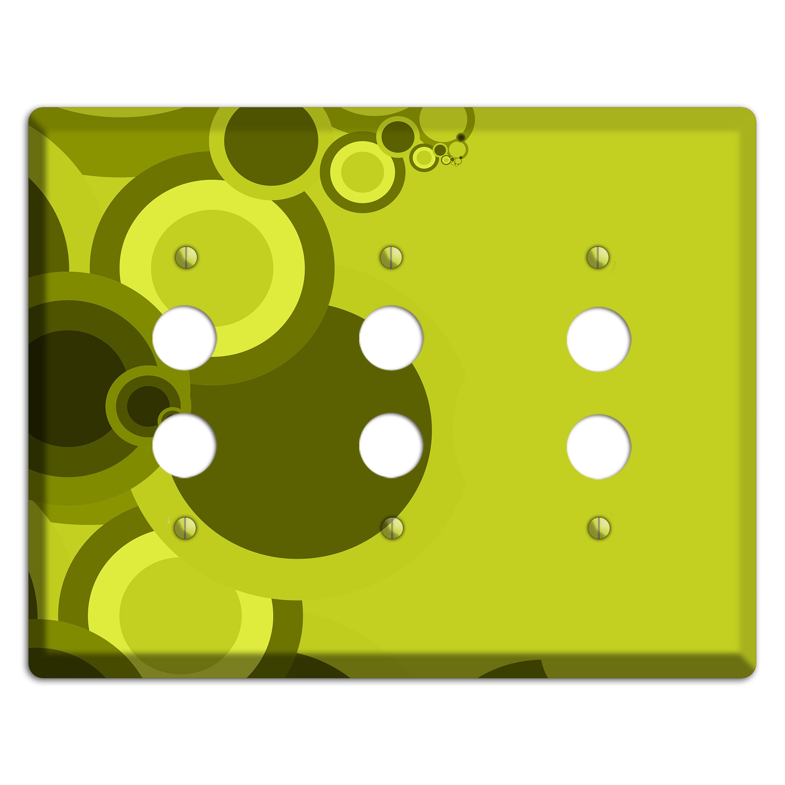 Green Circles 3 Pushbutton Wallplate