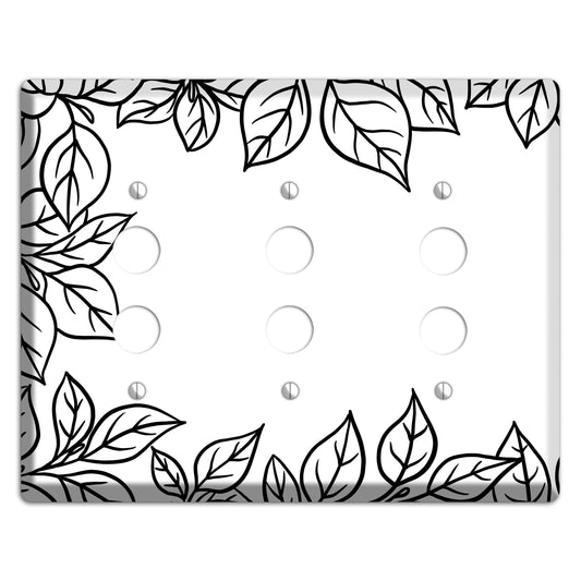 Hand-Drawn Leaves 7 3 Pushbutton Wallplate