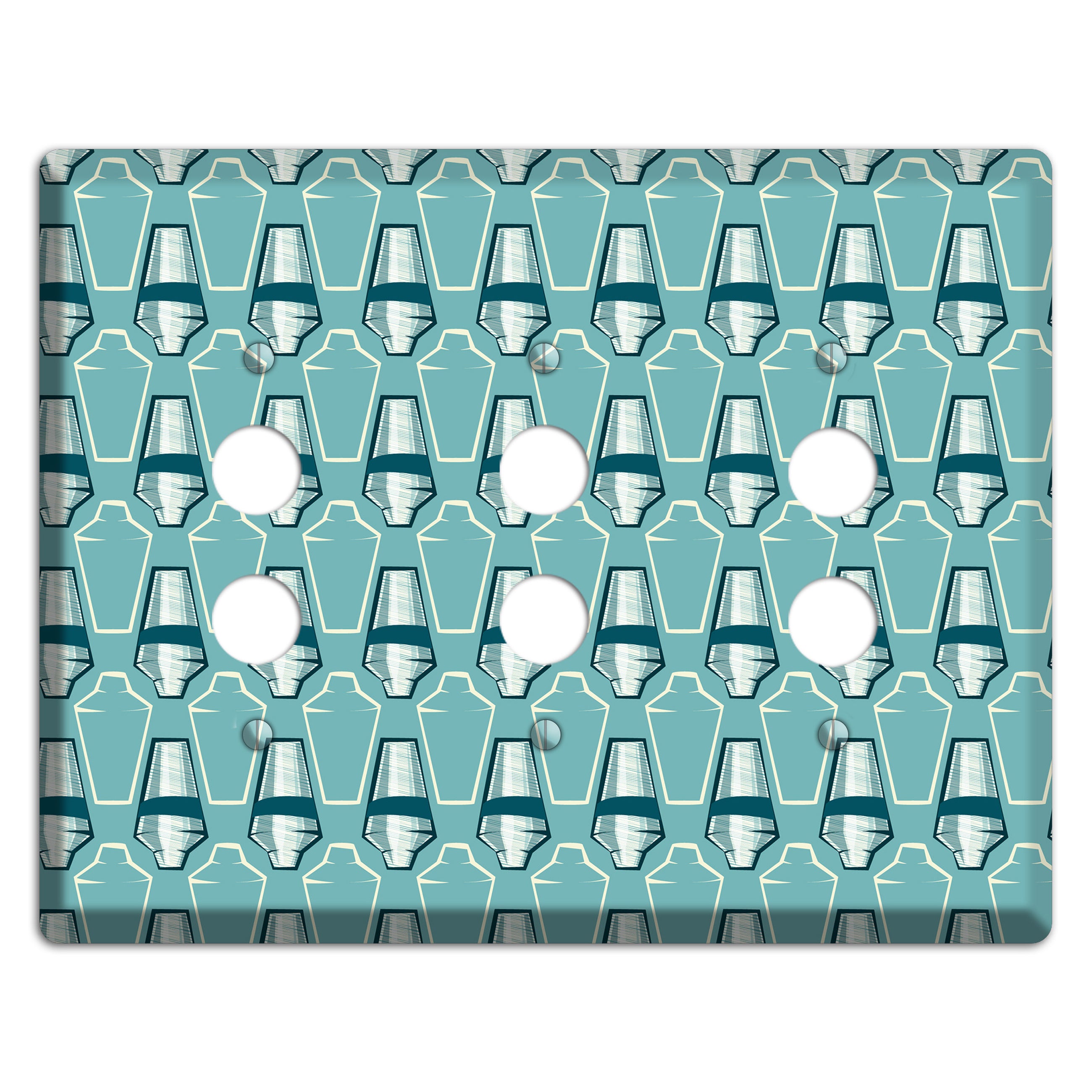 Cocktail Shakers 3 Pushbutton Wallplate